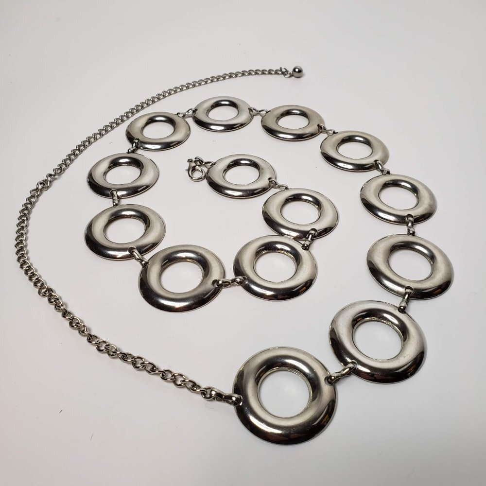 Silver Tone‎ Ring Body Chain Belt OS